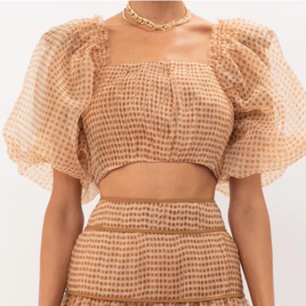 NWT Sofie The Label Crop Top Womens Puff Sleeve Square Neck Boho Cottage